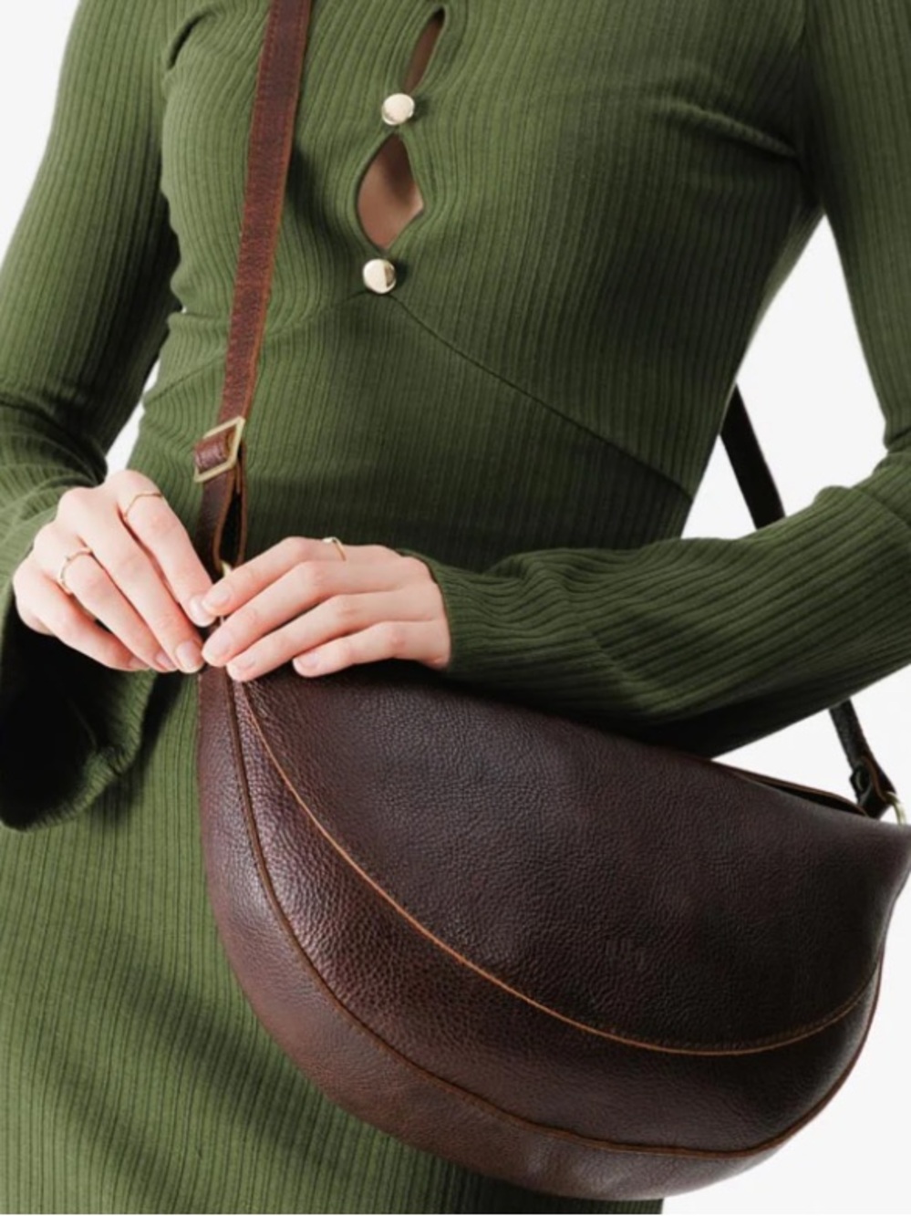 Portland Leather Koala Sling Bag Large Coldbrew Brown.